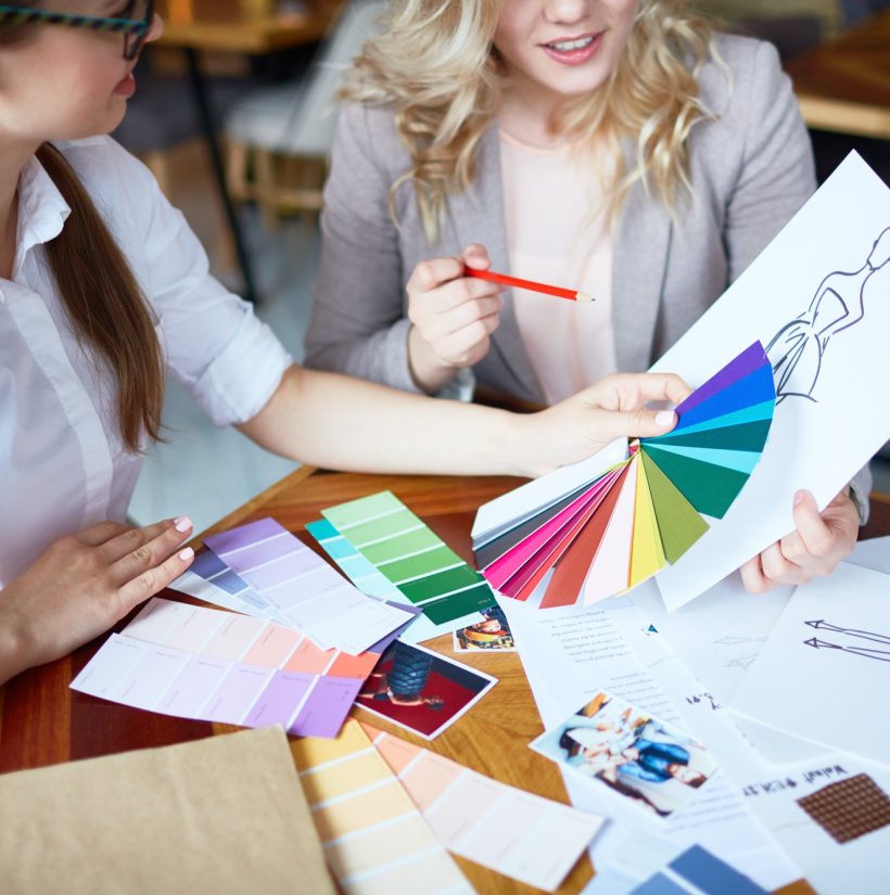 Olba designers selecting fabric